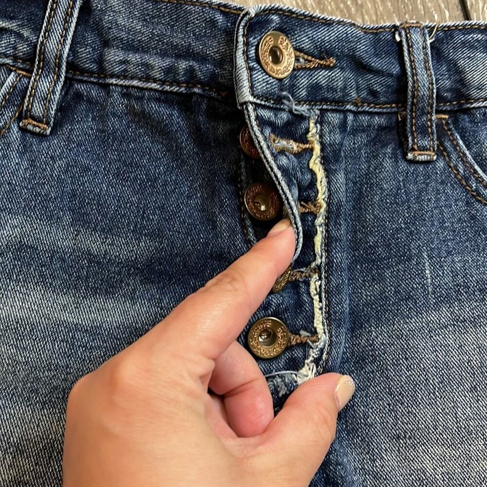 Free People Cutoff Button Fly Blue Jean Shorts Women's Size 26 - Picture 3 of 4
